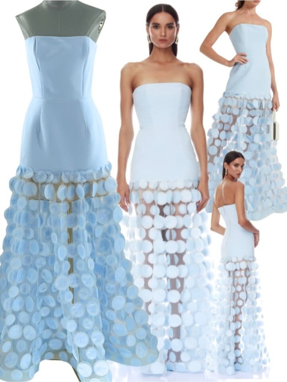 🆕 BRONX & BANCO 🧿 NWOT Harper Strapless Gown, Powder Blue - Sz L US 8